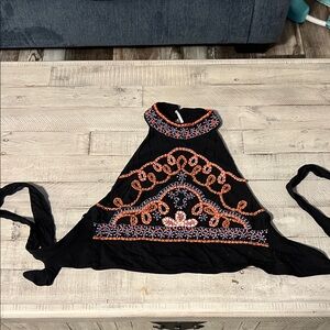 Free People Black and Orange Halter Top